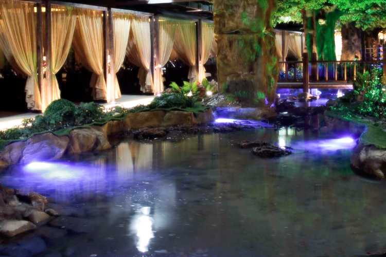 上海嘉定花園足浴假山假樹工程