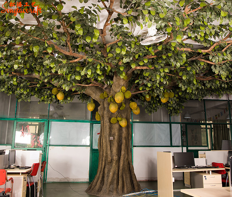 松濤辦公室內(nèi)包柱子仿真樹(shù)假植物設(shè)計(jì)