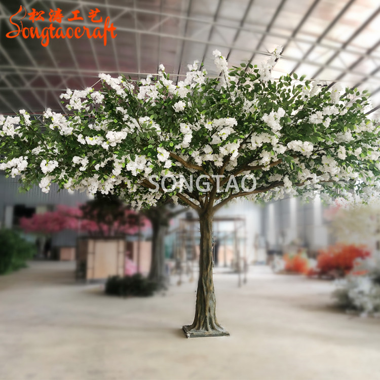 仿真櫻花樹(shù)帶榕樹(shù)葉子